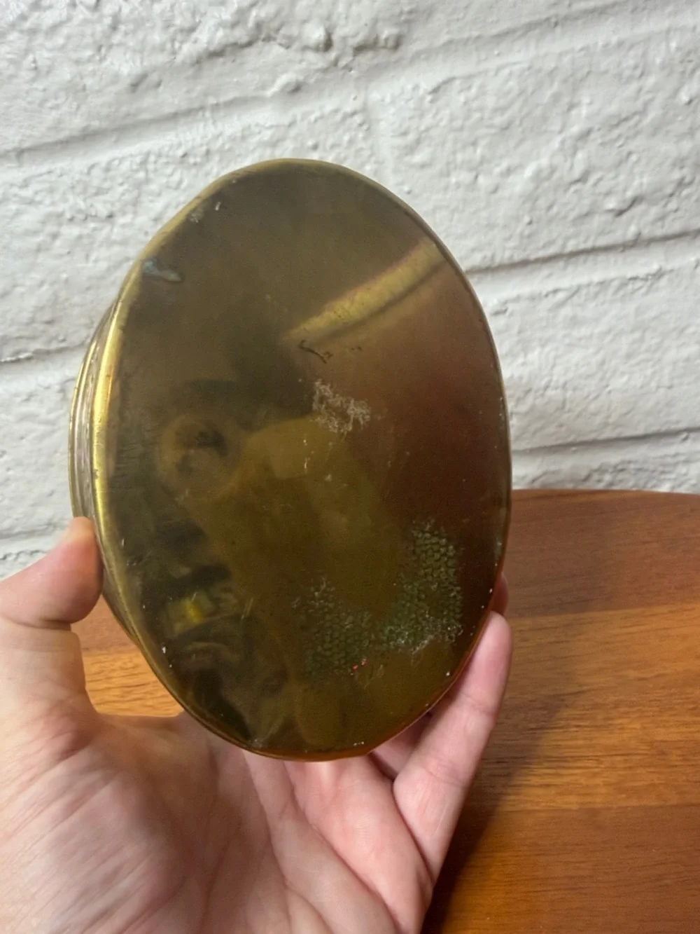 Vintage Brass Oval Trinket Or Cricket Box